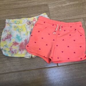 Cat & Jack Pink Heart-Print & Pastel Tie-Dye Knit Shorts - 2-Pack size L (10/12)